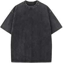 Men's Cotton T-Shirts Oversized Unisex Short Sleeves Casual Loose Wash Solid Basic Tee Tops Gym Tshirts for Man Women