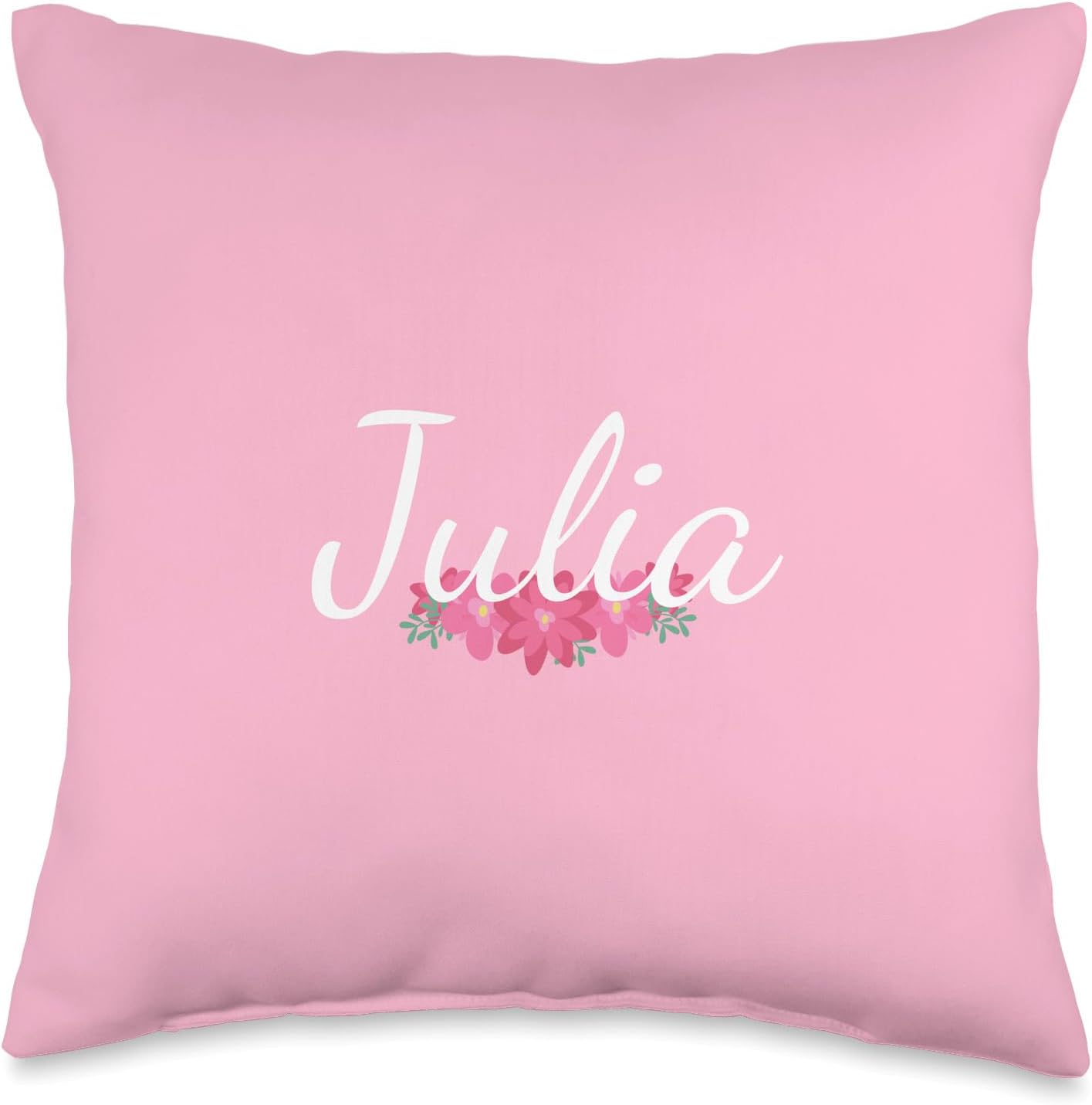 Custom Julia Gift Personalized Name Flowers Floral Pink Throw Pillow