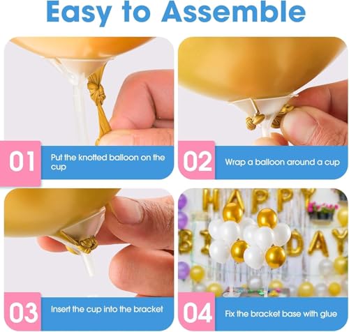 Image of 30 Pcs Balloon Sticks, Balloon Sticks with Bases Balloon Holder Sticks Weights for Tying Balloon Birthday Parties, Graduation, Holiday, Wedding, Anniversary Decoration