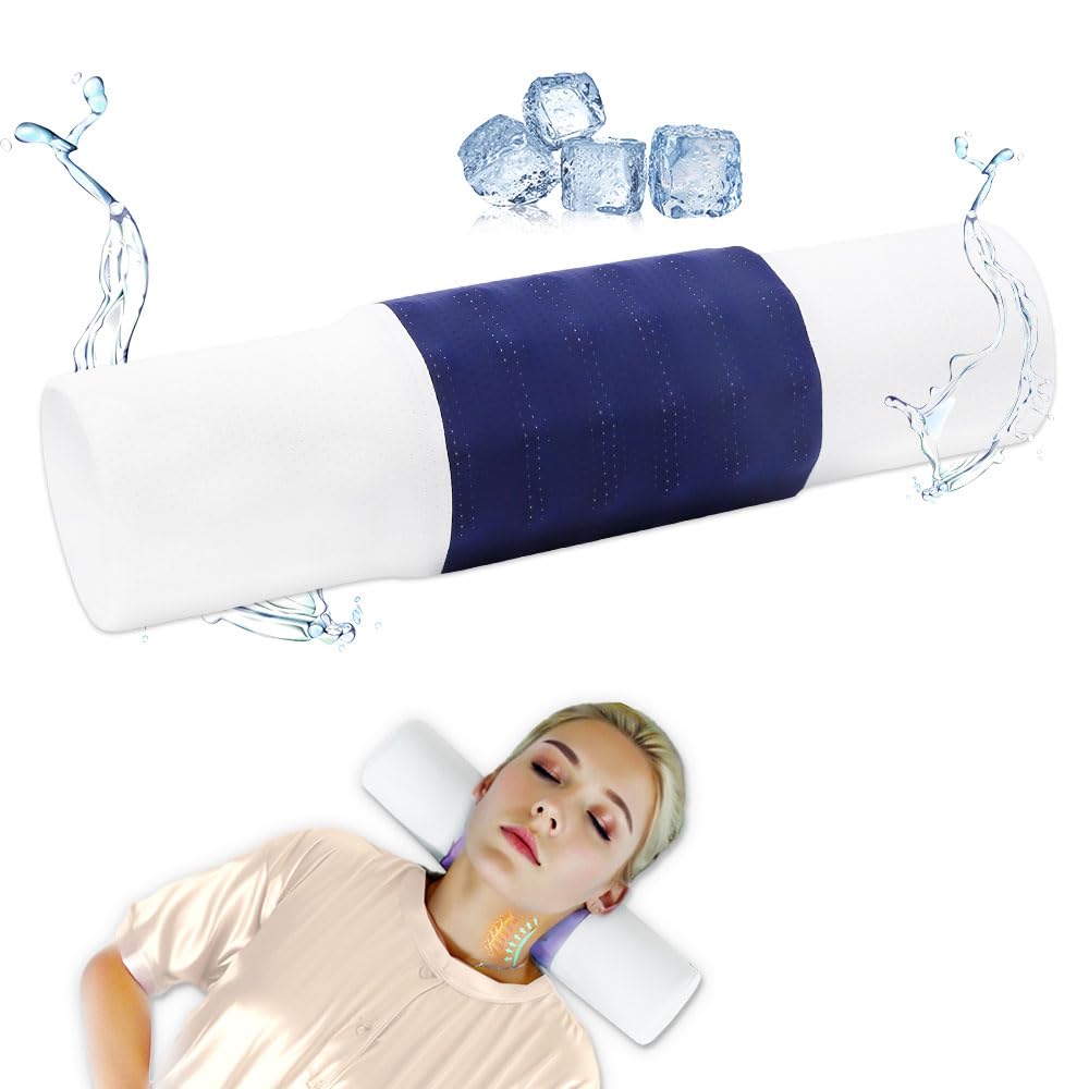 Menlo Park Contour Memory Foam Cervical Neck Roll Pillow - 17" L x 4" W Ergonomic Bolster - Ideal for Neck Pain Relief While Sleeping - Comfy Cylinder Design with Breathable Cooling CoverOEKO-TEX STANDARD 100