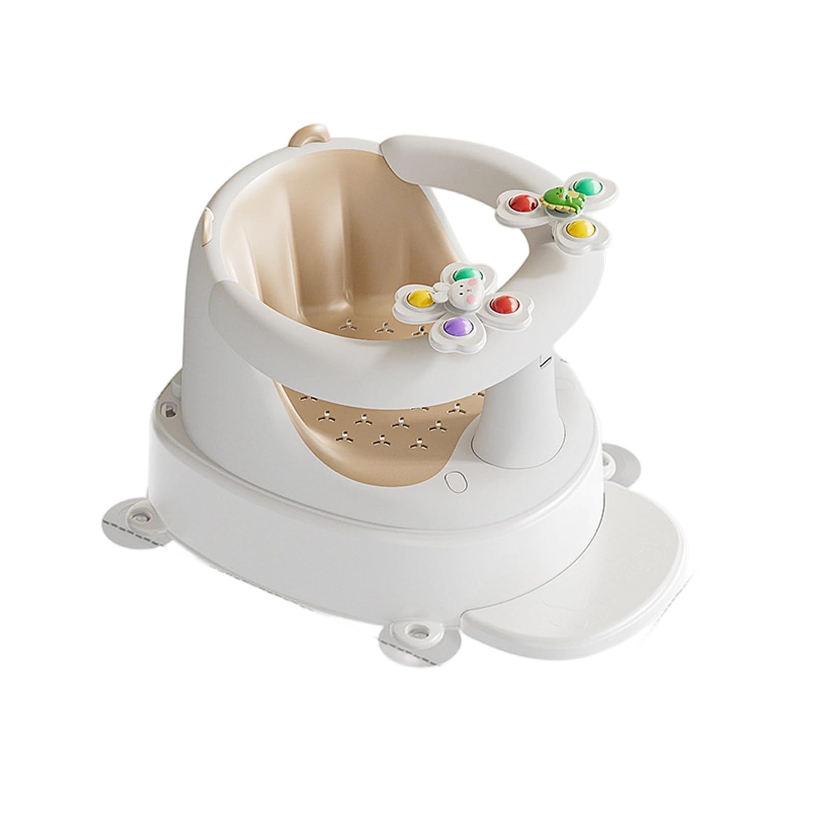Asiento de baño para bebé de plástico para un tiempo de ducha seguro y relajado, soporte ergonómico, ayudante ligero para niños pequeños, silla de baño ligera para niños pequeños