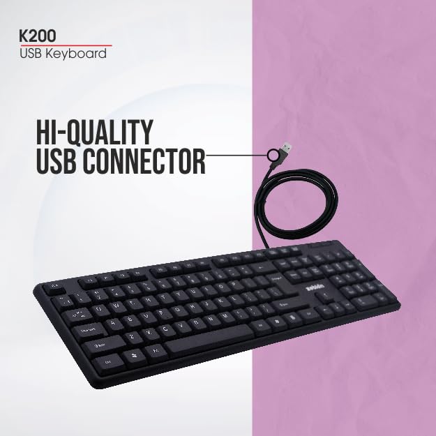 Image of Zebion K200 USB Keyboard Comes with 104 Keys Including 12 Dedicated Function Keys & Rupee Key, Long Life 1 Billion Keystrokes,Retractable Stand and Slim Design (Black)