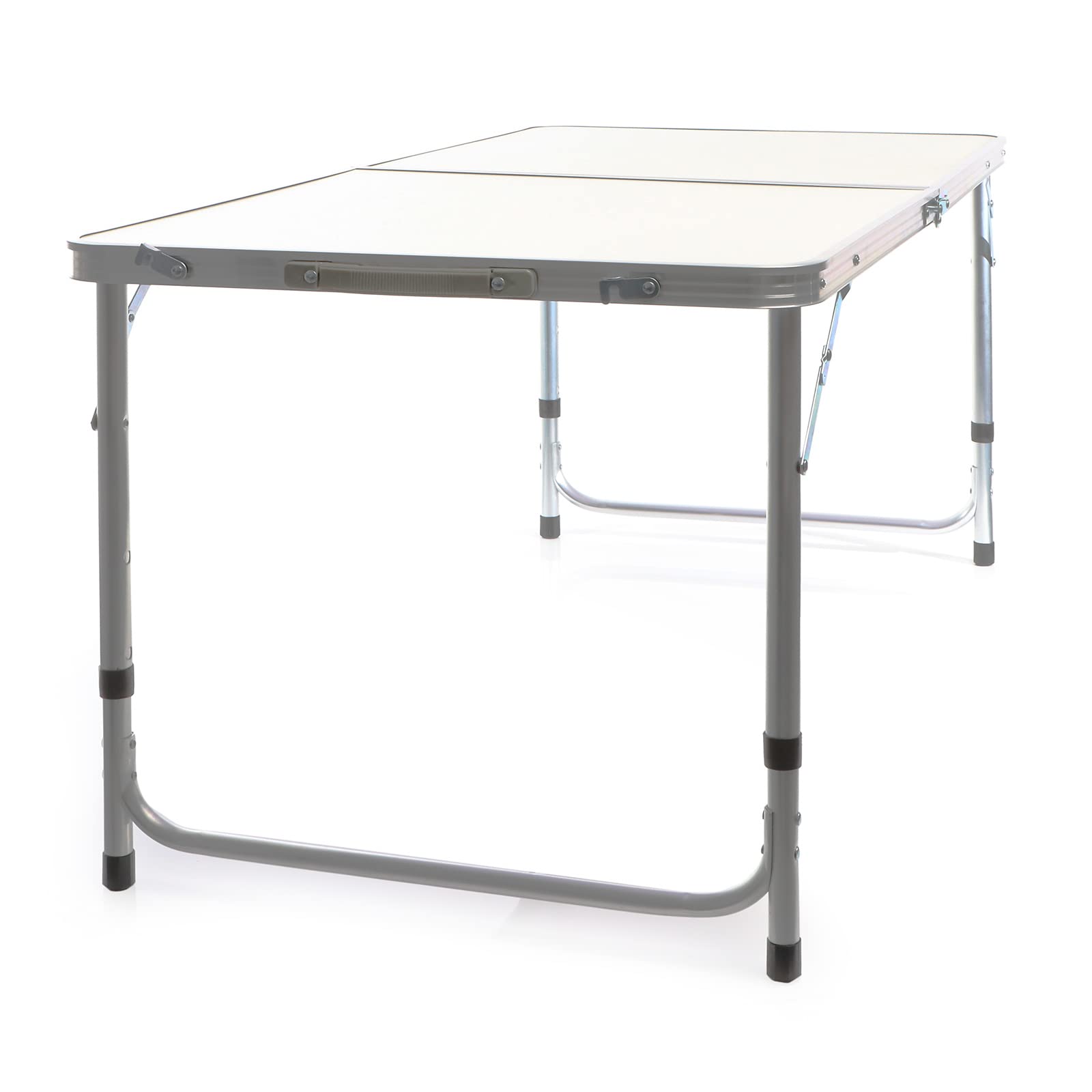 Table de Camping Pliante, 1200 x 600 x 700 mm, Table Portable Blanche en MDF/alu, réglable en Hauteur 54/61/70 cm, extérieur, BBQ, fêtes, Barbecue, Pique-Nique
