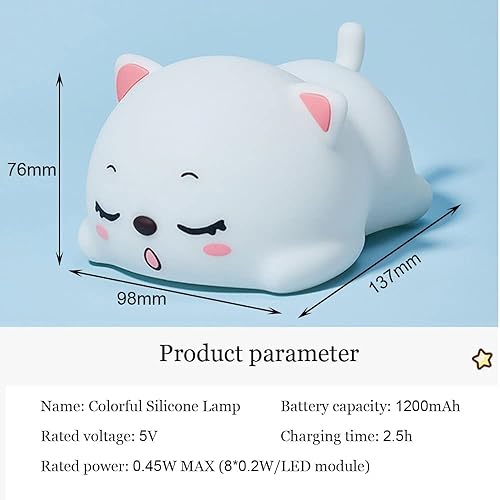 Miniatura 9 de Linda luz nocturna para niños, lámpara de noche para dormitorio de niños, bebé, batería portátil de silicona, luz nocturna LED para guardería (lindo