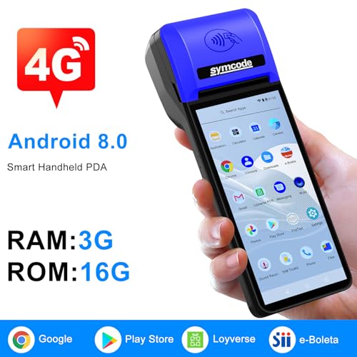 Image of symcode POS PDA Mobile POS Machine Terminal Thermal Receipt Printer 5.99 inch High Resolution and Clear Touch Screen Handheld PDA Printer Android 8.1 OS Built-in Google Play and NFC