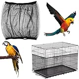 Azefnuhk Large Bird Cage Seed Catcher, Stretchy Bird Cage Cover, Soft Nylon Mesh Skirt, Parrot Birdcage Net, Ventilate Dustproof Cover for Parrot Parakeet Macaw African (Black)