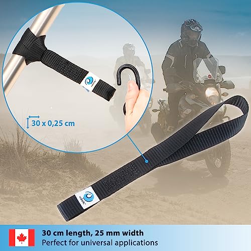 valonic Falcon - Soft Loop tie Down Straps - 4 Pack, 2000kg bs, 30cm x 25mm, Double Stitched, Black - for Motorcycle Handlebar by valonic - Used condition - Image 6