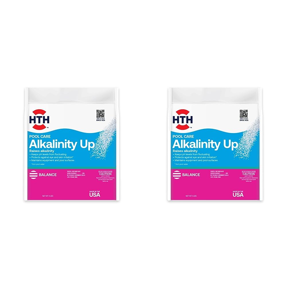 HTH 67060 Swimming Pool Care Alkalinity Up, Raises Alkalinity, Swimming Pool Chemical Stabilizes pH Fluctuation, 5 Lbs (Pack of 2)