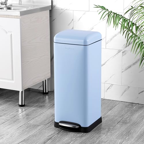 Image of happimess Betty 8 Gal Step Trash Can Soft-Close Lid, Tide Pool Blue