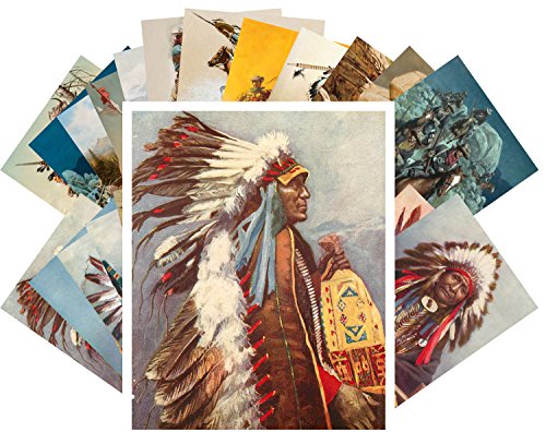 Carte postale Indian Chief rétro, lot de portraits vintage Native American