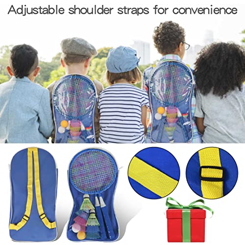 Kids Badminton Set Of 2 Rackets With Birdies Carrying Bag For Boys Girls,Ultralight Children's Badminton Racquets For Starter Players Toddler Indoor Backyard Sporting (Blue) #TOP4