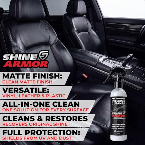 Image of SHINE ARMOR Car Interior Cleaner & Protectant - Interior Detailer Spray with UV Defense, Streak-Free Car Cleaning Spray for Dashboard, Leather, Vinyl, Plastic & Rubber - Trucks, SUVs & RVs - 16 fl oz