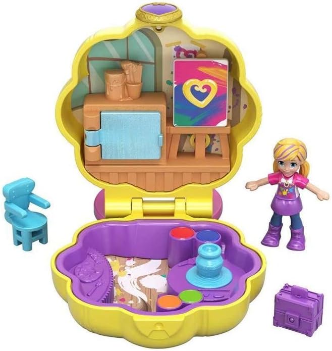Polly Pocket Tiny Pocket Places Awesome Art Studio Compact with Micro Polly Doll and Accessories