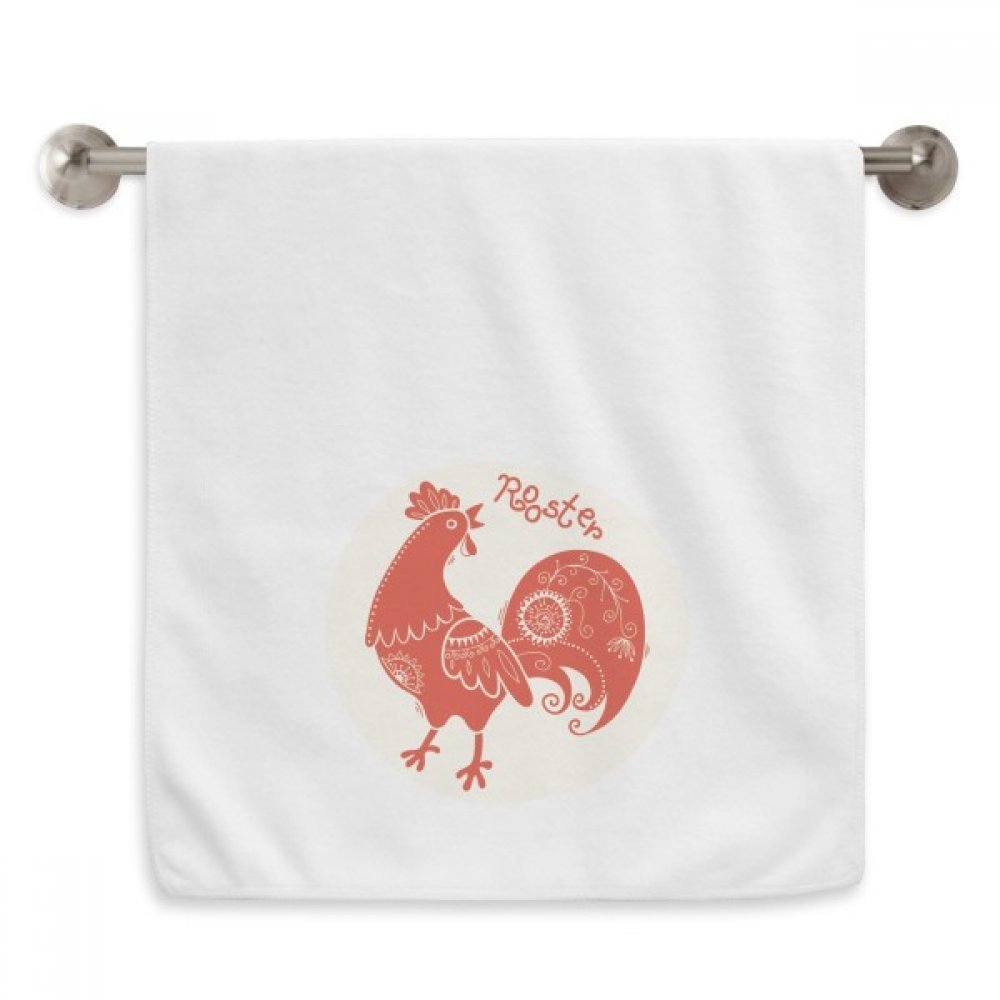 Serviette Année de Coq Chine Zodiac blanche douce de 33x74 cm pour la toilette quotidienne