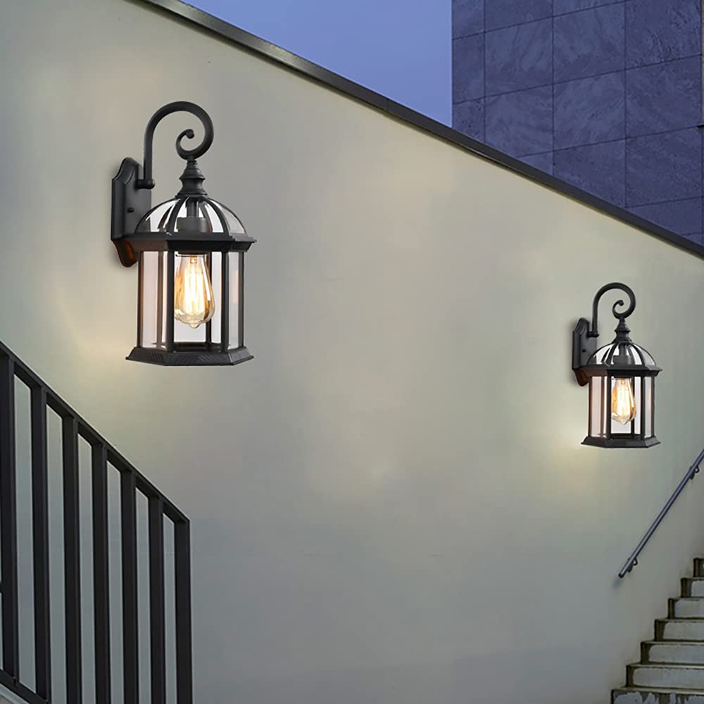 lampa wisząca, Oświetlenie zewnętrzne domu, wodoodporna lampa na werandę, zewnętrzna ścienna 60 W, matowoczarne kinkiety, E27