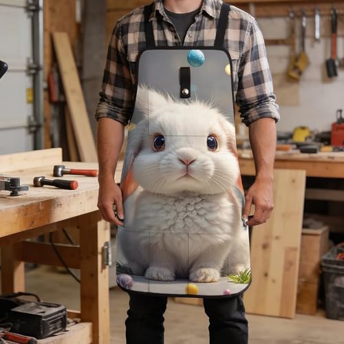 Delantal de trabajo Cute Easter Bunny con bolsillos miniatura 5