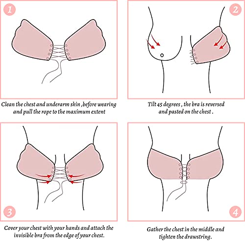 Sahobbiehop 【14 Pair Of Adhesive Bra Reusable Strapless Self Silicone Push-Up Invisible Sticky Bras For Backless Dress (2 Pairs B + 2 Pairs Nipple Cover + 10 Secrets Fashion Tapes) #TOP5
