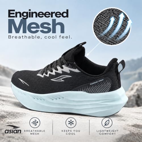 Image of ASIAN Aerofoam-01 Men's Running Shoes with Breathable Mesh Upper | Energy Return Sole, Lace-Up Fit & Lightweight Comfort