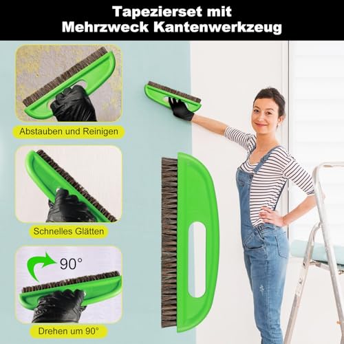 Ysimple 13-teilig Tapetenwerkzeuge, Präzises Tapeten Glättungswerkzeug Set mit Tapezierbürste, Rakel Tapezieren, Nahtroller, Schneidwerkzeug, Tapezierset, für Klebekontakt, Papier, Fensterfolie, Vinyl