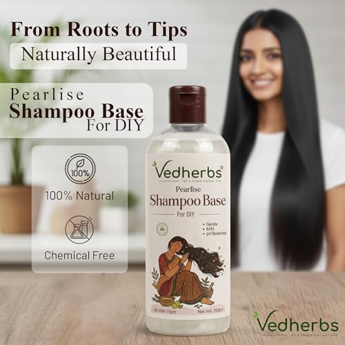 Image of Vedherb Raw Amla Reetha Shikakai Bhringraj Hibiscus Rosemary Leaves 300g with Shampoo Base 200ml | Ayurvedic Blend for Healthy, Shiny & Strong Hair | Herbal Cleanser, Conditioner & Nourishment for Hair & Scalp