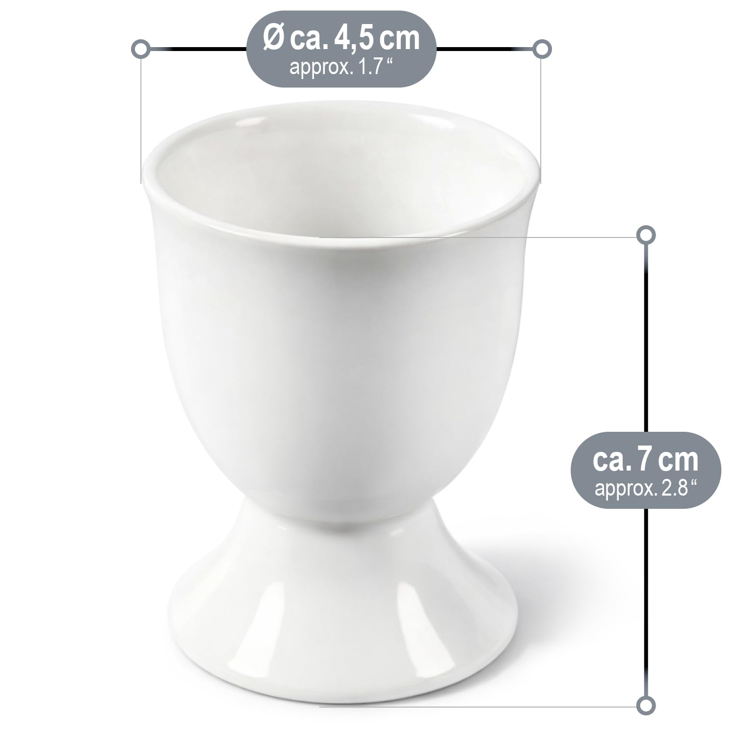 com-four® 6X Eierbecher aus Keramik - weiße Eierhalter für Tisch und Küche - spülmaschinengeeignet und mikrowellengeeignet - Klassische Eierbecher für Frühstück (6 Stück - Classic)