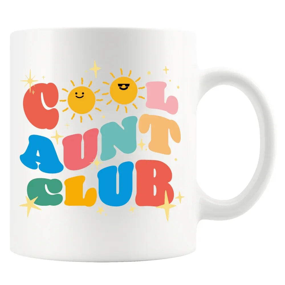Panvola Cool Aunt Club Auntie Gifts Mother's Day Gift From Niece Nephew Sister Ceramic Coffee Mug 11oz White 11 oz
