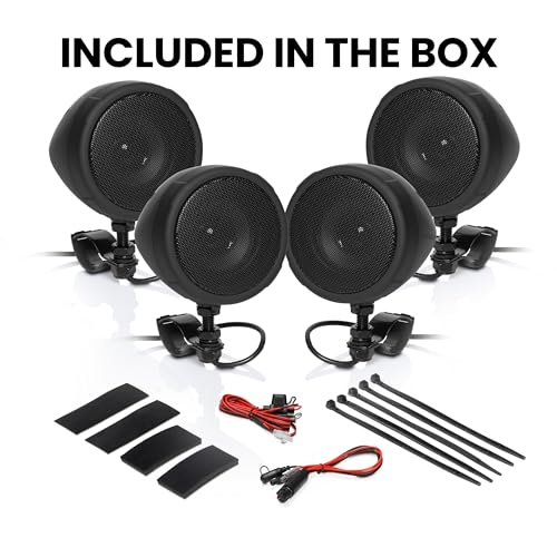 Image of BOSS Audio Systems MCBK475BA 3 Inch Motorcycle Speakers - Built-in Amplifier, Bluetooth (stream right from your phone), Weatherproof, Volume Control, ATV UTV Compatible