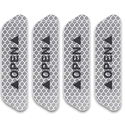 Image of Car Reflective Stickers Night Visibility Warning Reflective Door Open Sign Tape Universal Adhesive for Auto 9.5 x 2.5cm (White) 4 pcs for Toyota Etios Liva New