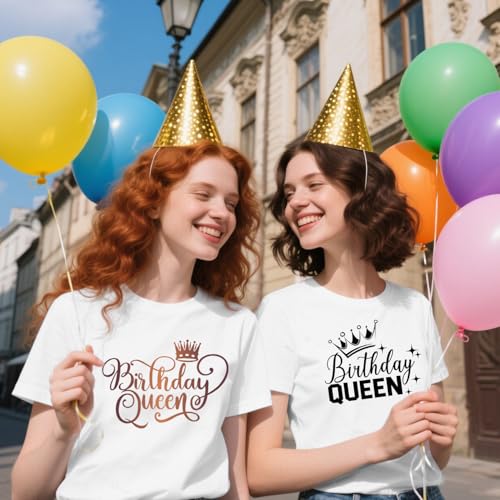 Birthday Shirts for Women Birthday Queen Squad T-Shirt B-Day Crown Tee Tops Black2