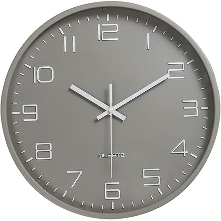 Amazon Co Jp Hzdhclh 掛け時計 電波時計 おしゃれ 北欧 連続秒針 静音 壁掛け時計 自動受信 リッピング 掛時計 インテリア 大数字 見やすい 30cm 電波 灰色 ホーム キッチン