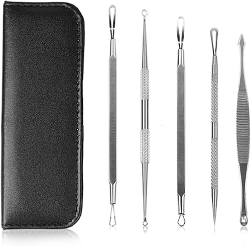 Kit de 5 piezas de removedor de espinillas, juego de herramientas extractoras de comedones de espinillas, juego de herramientas extractoras de acné