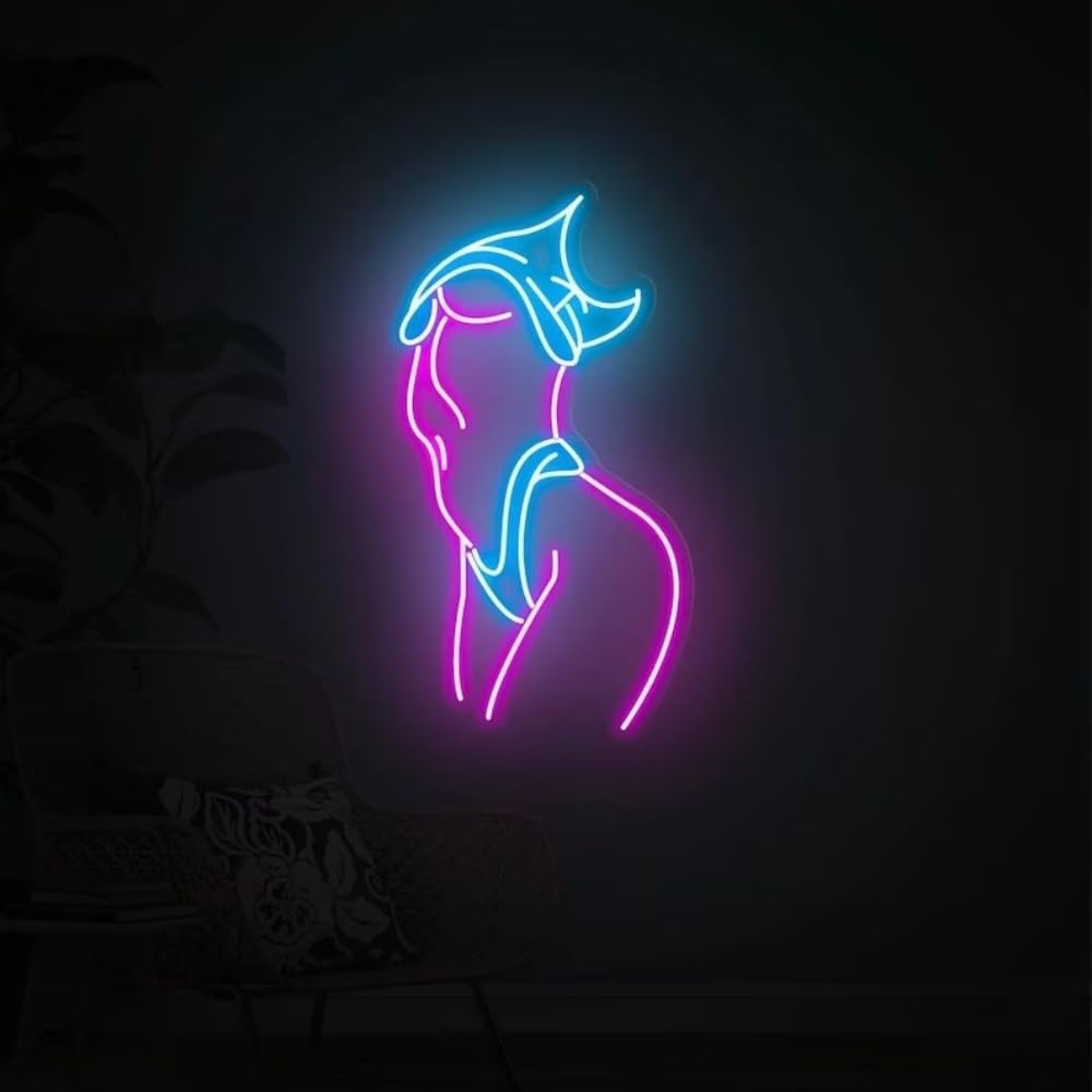 Lady Neon Sign 30iches Neon Signs for Wall Decor Large Led Light Up Lady Girl Lights Sign for Bedroom Home Decoration