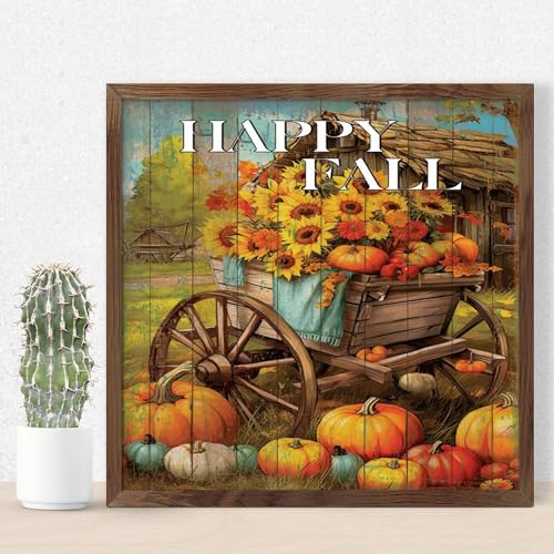 Plaque décorative en bois de citrouille et fleurs, tableau de ferme premium pour le bureau