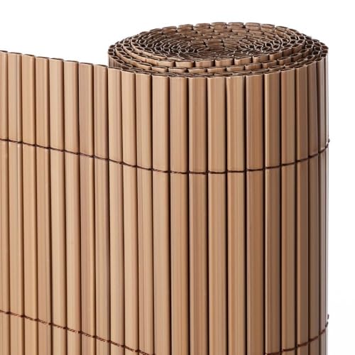 Cañizo PVC de Doble Cara Marrón 3x1 Metros | Resistente 1.200 gr/m2, Decorativo y Fácil Instalación | Alta Privacidad y Ocultación para Valla, Jardín, Balcón o Terraza