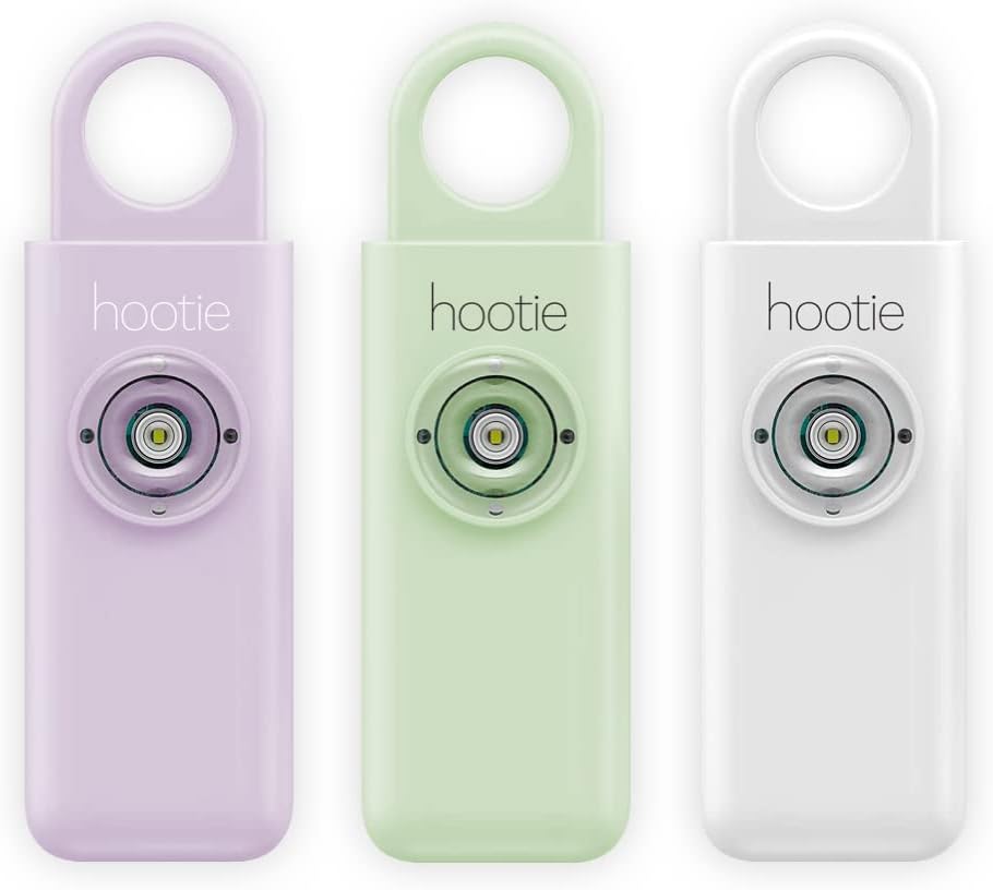 Hootie Personal Keychain Alarm for Women, Men, and Kids Protection - Hand Held Safety Siren, Lavender, Mint, and White (3 Pack)