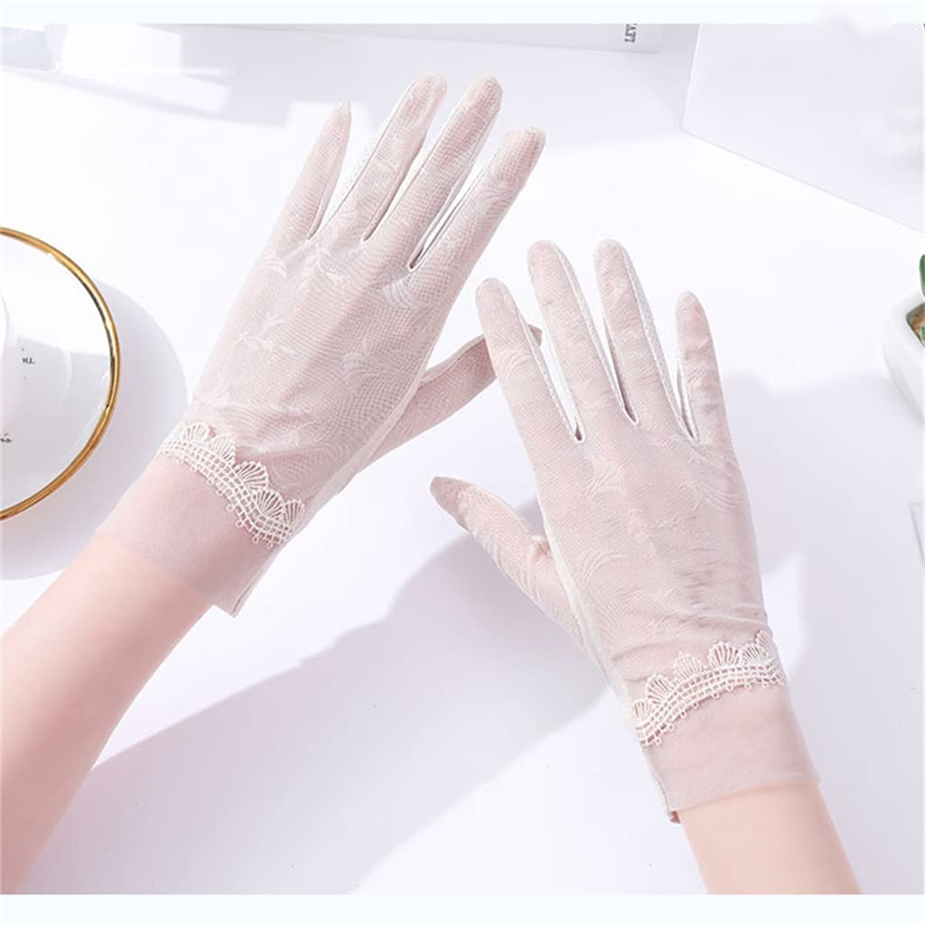 Gloves Women's Thin Ice Silk Driving and Riding Breathable Elastic Lace Touch Screen