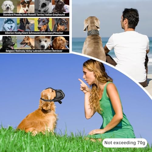 VZU Maulkorb für Hunde, Atmungsaktiv, Reflektierend, Verstellbarer Hundemaulkorb für Kleine Mittelgroße und Große, Verhindert Kauen, Fressen, Beißen, Mesh Haustiermaske (1, Schwarz, XS)