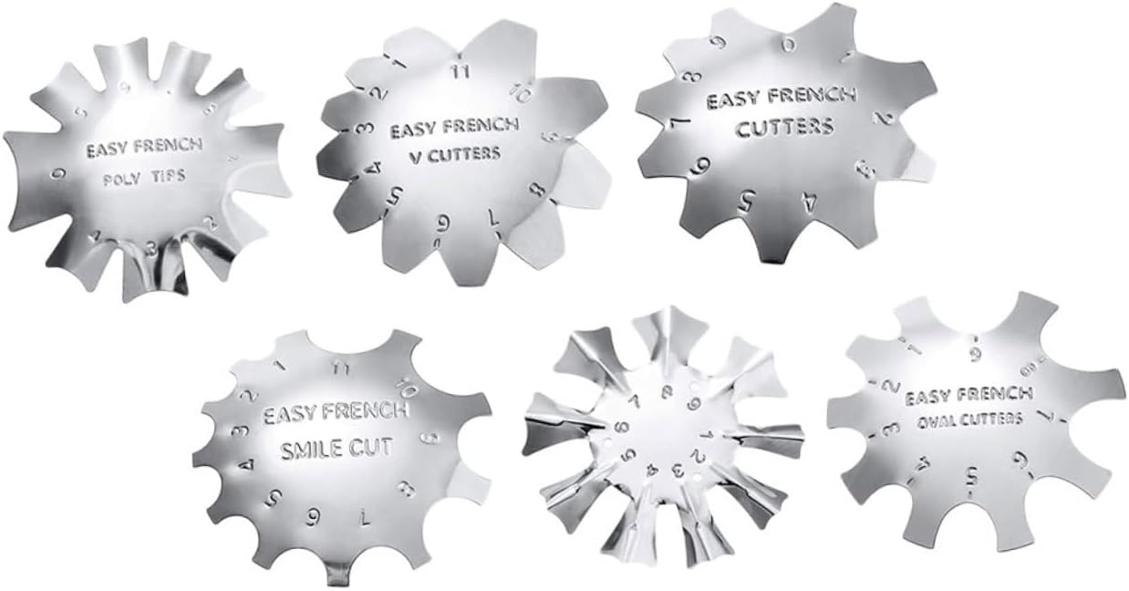 6pcs Silver Stainless Steel Nail Art Making Templates DIY Manicure Metal Stencil Plates for Crystal French Tips Nail Design Tools for Women