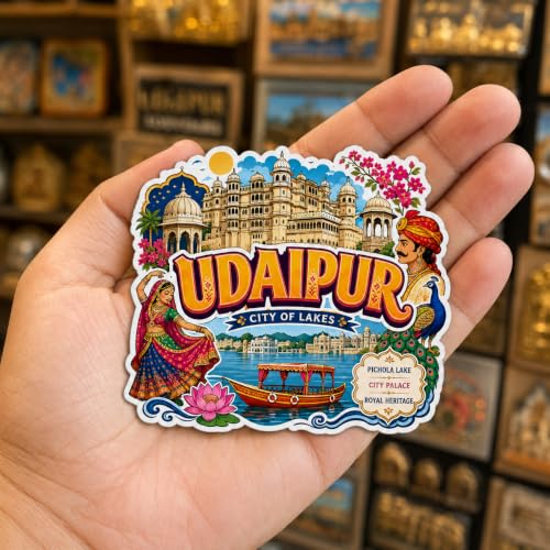 Image of Zesta Wooden Fridge Magnets Set | Refrigerator Decor Magnets for Kitchen | India Souvenir Fridge Magnet Collection | Wooden Magnet for Fridge Door Decoration (Udaipur)