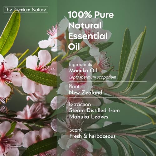Image of Manuka Oil for Skin | 100% Natural | Essential Oil for Skin, Nails, Candle Making & Aromatherapy | Herbaceous & Earthy Scent, 10 mL