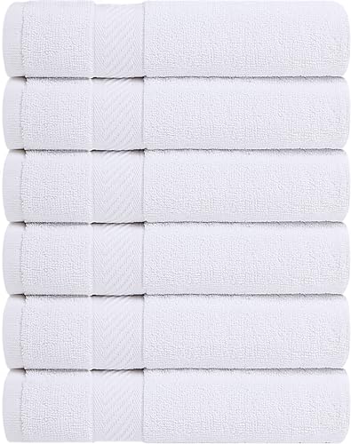 Image of Utopia Towels 6 Pack Bath Towel Set (27 x 54 Inches), 500 GSM 100% Ring Spun Cotton Medium Lightweight and Highly Absorbent Quick Drying, Premium Towels for Hotel, Spa and Bathroom (White)