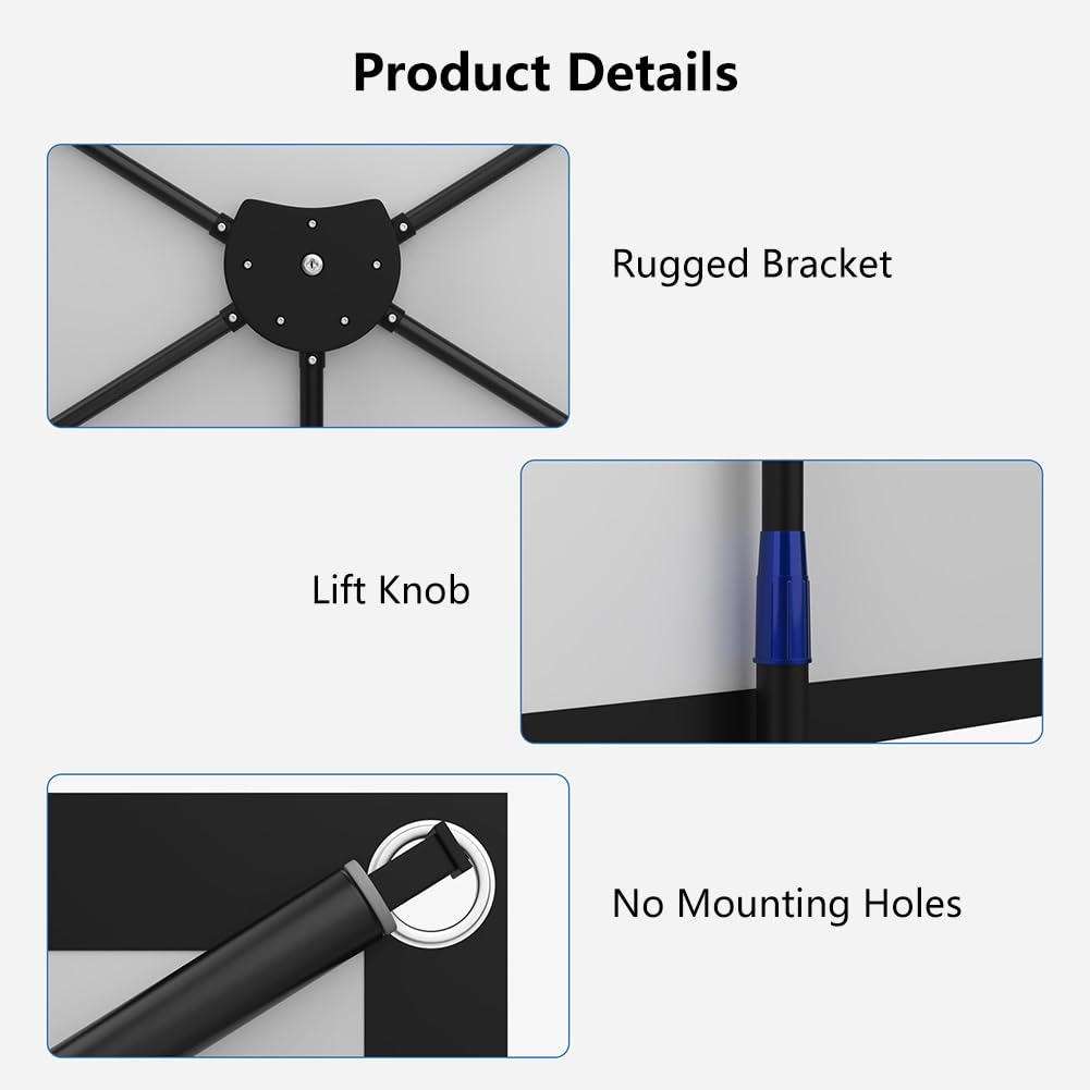 Schermo per Proiettore Pieghevole con Supporto, Telo di Proiezione 4K HD Montato a Parete, Schermo Portatile in Fibra di Vetro(60 Inch)