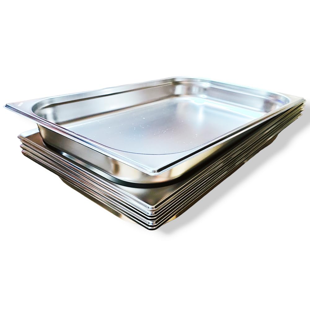Lote 6 Cubetas Gastronorm GN 1/1-65mm profundidad fabricadas en acero inoxidable | Bandejas Horno | Bandejas Gastronorm 1/1 | Recipiente GN 1/1 530x320x65 mm | 8,5 Lts