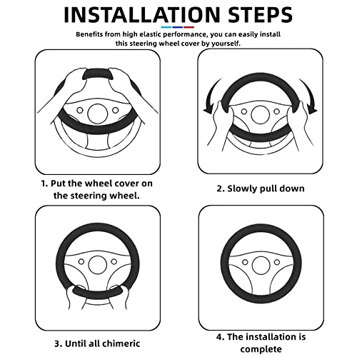 Szyuesu Bling Soft Leather Steering Wheel Cover, Sparkling Colored Crystal Diamonds, Anti-Slip, Odorless, Universal 15 Inch (Pink/Black) #TOP4