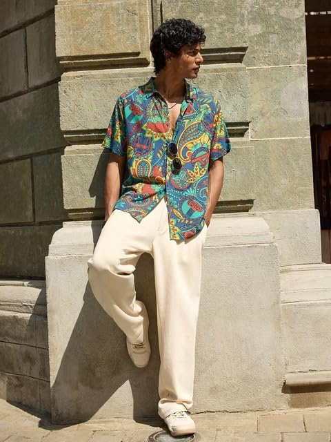 Image of The Souled Store Official Marvel: Funk Men and Boys Regular fit Graphic Half Sleeve Rayon Multicolored Summer Shirts Shirt For Men Casual Half Sleeves Regular Fit Printed Stylish Cotton Party W