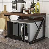 QIHANG-UK Küchenregal für Mikrowelle 2-stufiges Mikrowellenregal Küchenorganizer, Platzsparendes Regal für Küche Arbeitsplatte, für Mikrowellen, Toaster, Airfryer (Schwarz/2 Ebenen-1)