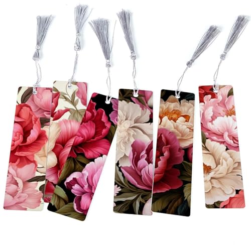 Marque-pages pivoine élégants lot de 6 pour sublimer vos lectures quotidiennes