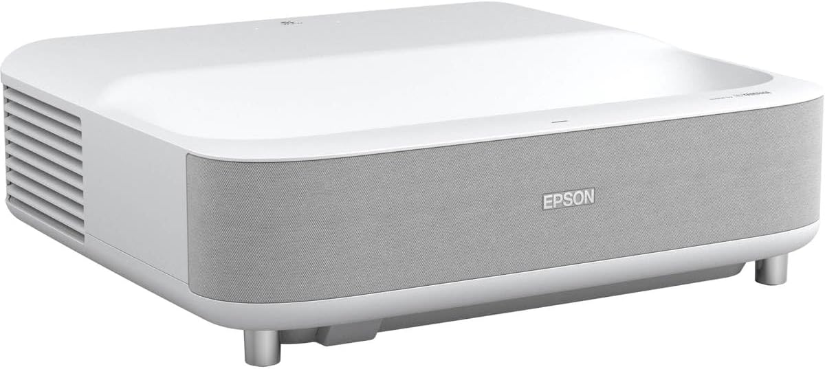 Epson EpiqVision Ultra Short Throw LS300 3LCD Smart Laser Projector, 3600 Lumens Color & White Brightness, HDR, Android TV, Yamaha Speakers, Bluetooth, Sports, Gaming, Movies - White (Renewed)