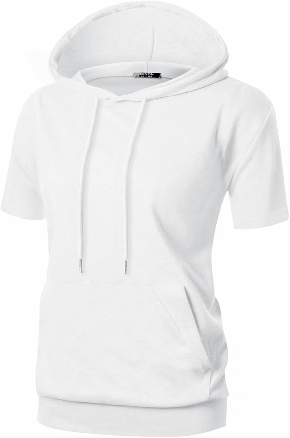 GIVON Women's Comfortable Short Sleeve Hoodie Pullover Hooded Sweatshirt with Kangaroo Pocket
