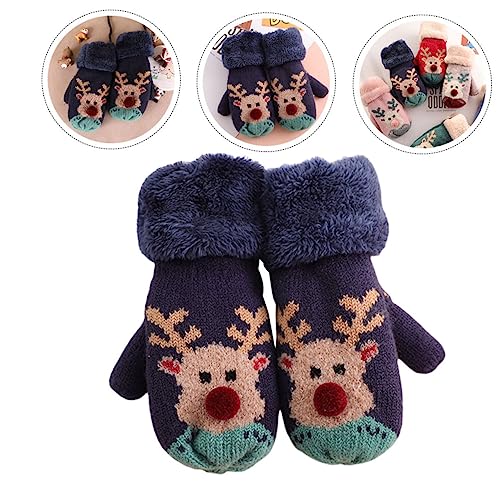 1pair Boy Girl Knitted Mitten Gloves Neck Hanging Design Fleece-lined Outdoor Mittens for Girls Christmas-themed Cartoon Style for School and Outdoor Activities4